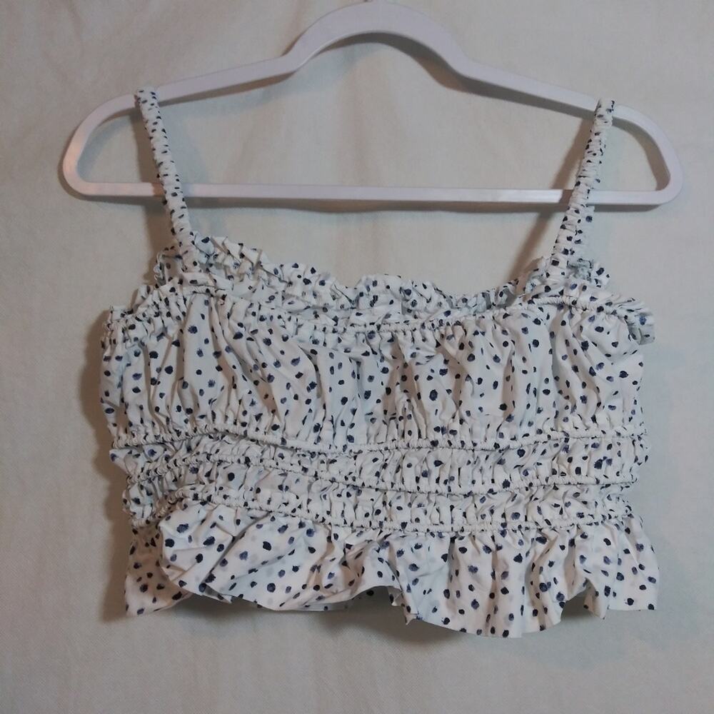 J. Crew Cinched-waist Cotton Poplin Tank Top In Dot Vacation Summer Size Small - Picture 9 of 9